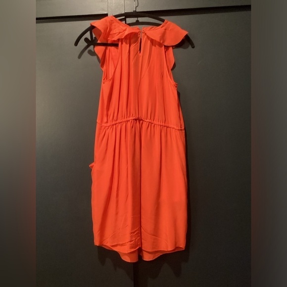 Rebecca Taylor neon orange silk Oh What A Night dress with pockets size 4 - Picture 3 of 10